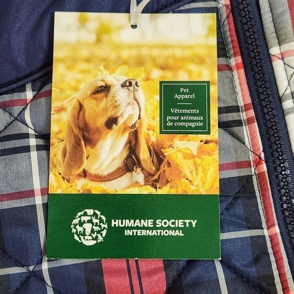 Nwt Humane Society Navy Blue and Red Plaid Quilted Pet Jacket size XL - Picture 3 of 10